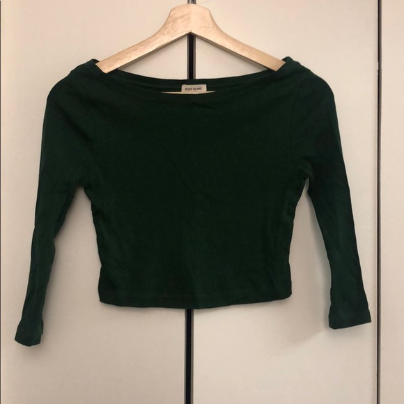 River Island Tops - Dark green boat neck crop quarter sleeve top